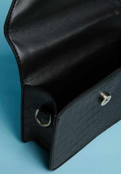 Superbalist - Faux croc cross body bag - black