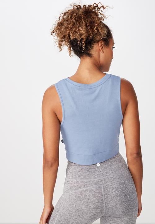 Cotton On - Rib twist front crop tank  - blue