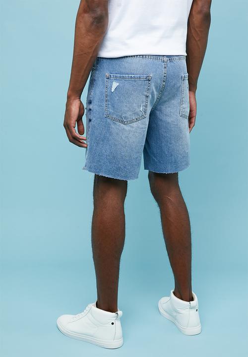 Superbalist - Ripped denim short - blue