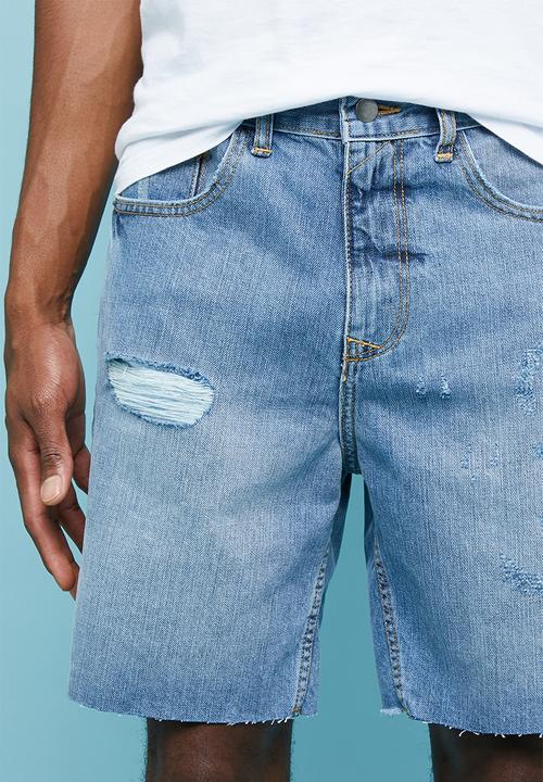 Superbalist - Ripped denim short - blue