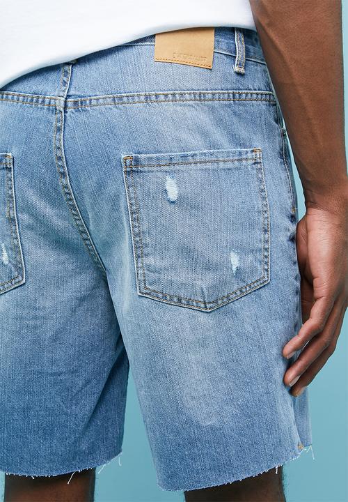 Superbalist - Ripped denim short - blue