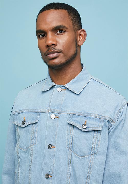 Superbalist - Loose taped denim trucker jacket - blue