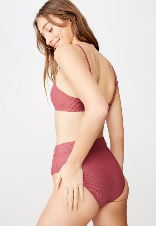 Cotton On - Highwaisted banded cheeky bikini bottom - pink