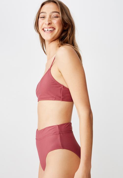 Cotton On - Highwaisted banded cheeky bikini bottom - pink