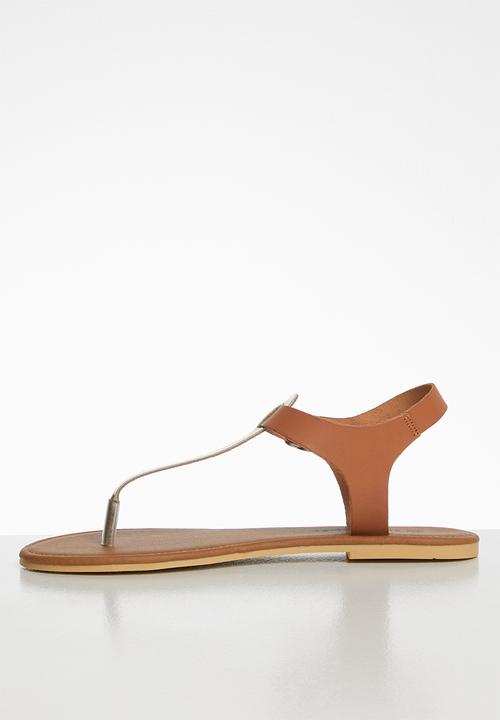 Superbalist - Zizi leather T-bar sandal - gold & tan