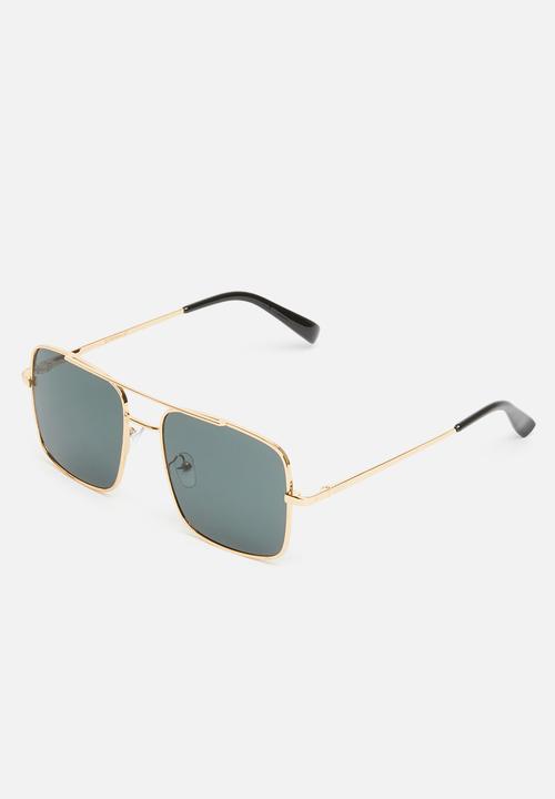 Superbalist - Square aviator sunglasses - black & gold