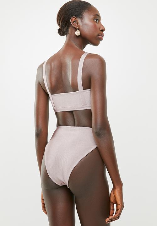 Missguided - Square neck high leg bandage bikini set - pink