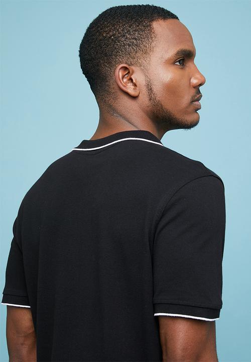 Superbalist - Pique slim fit zip golfer - black