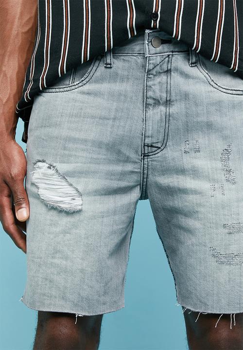 Superbalist - Ripped denim short - grey