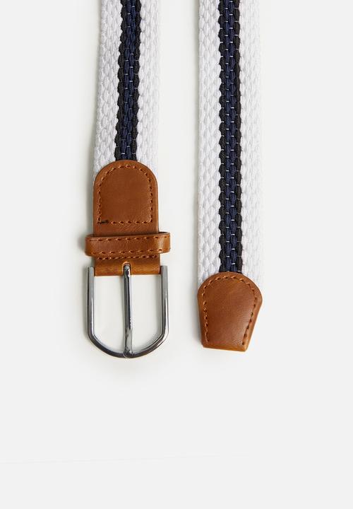Superbalist - Woven slim belt - white & navy