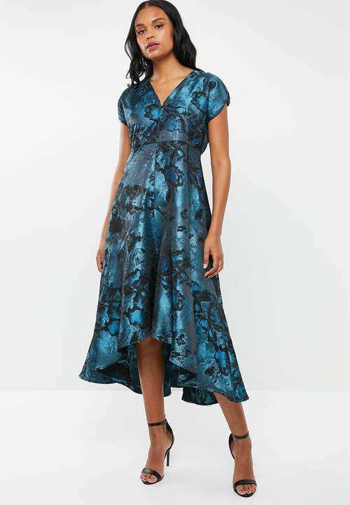 AMANDA LAIRD CHERRY - Nontathu v neck dress - blue & black