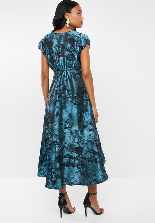 AMANDA LAIRD CHERRY - Nontathu v neck dress - blue & black