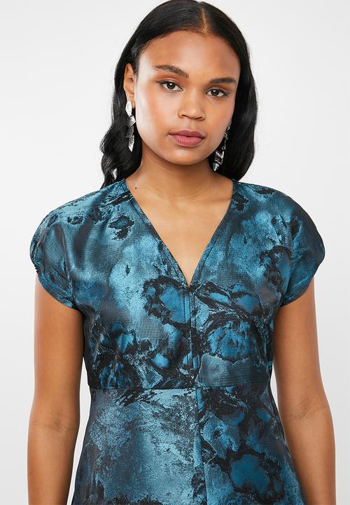 AMANDA LAIRD CHERRY - Nontathu v neck dress - blue & black