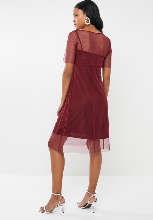 AMANDA LAIRD CHERRY - Clara mesh dress - burgundy