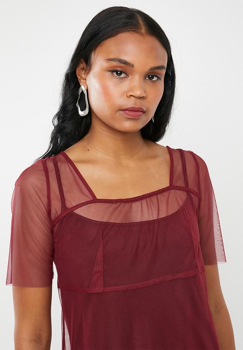 AMANDA LAIRD CHERRY - Clara mesh dress - burgundy