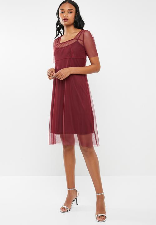 AMANDA LAIRD CHERRY - Clara mesh dress - burgundy