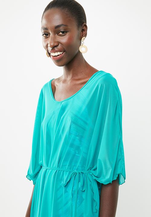 Sun Love - Longer length kimono dress - turquoise