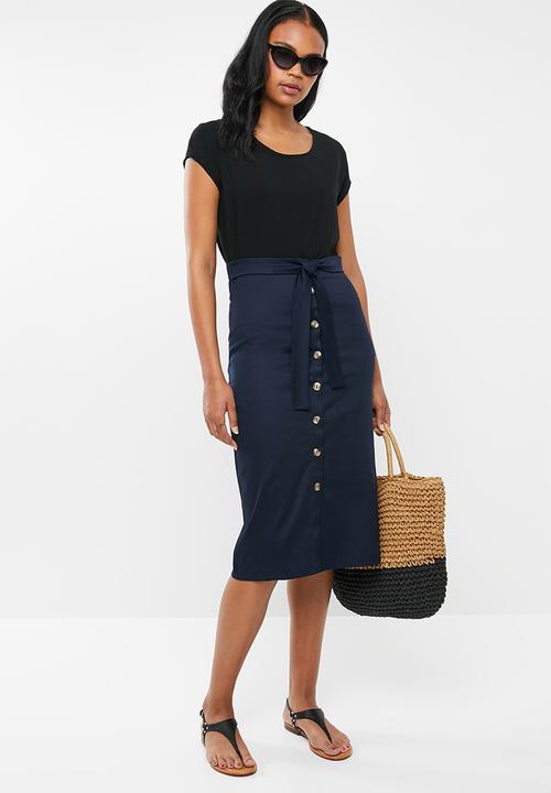 edit - Button down midi skirt - navy 