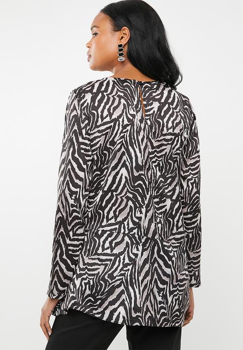 edit - Longsleeve blouse - black & grey 
