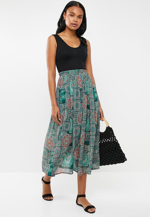 edit - Midi flared skirt - muti 
