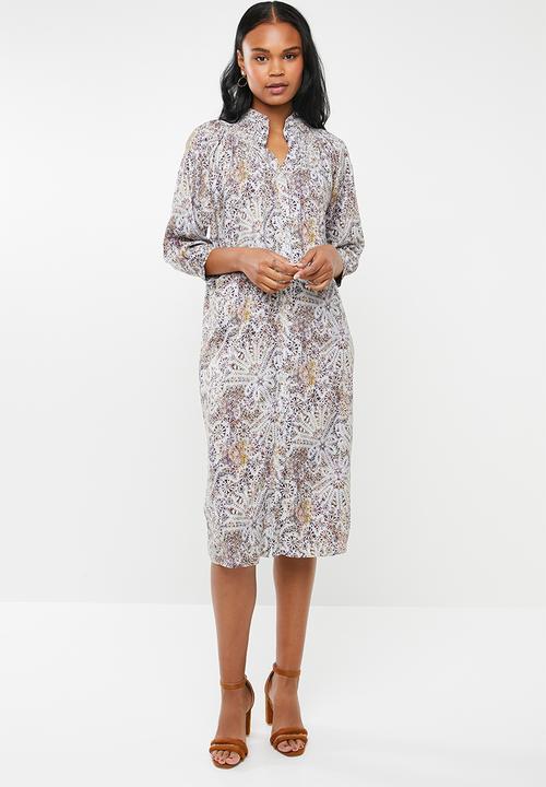 edit - Button down dress - multi 