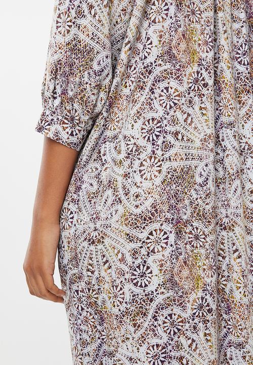 edit - Button down dress - multi 