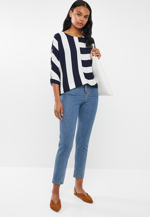 edit - Loose fit blouse - navy & white