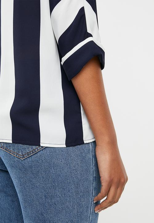 edit - Loose fit blouse - navy & white