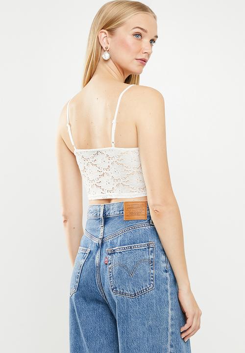 New Look - Lace button detail bralet - cream