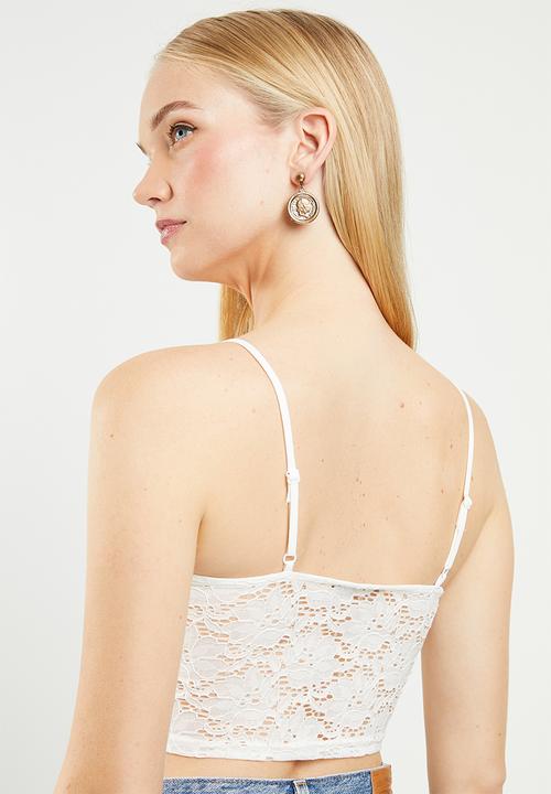 New Look - Lace button detail bralet - cream
