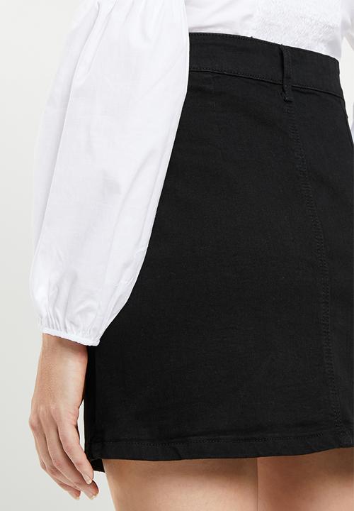 Superbalist - Black denim A-line mini skirt -  black