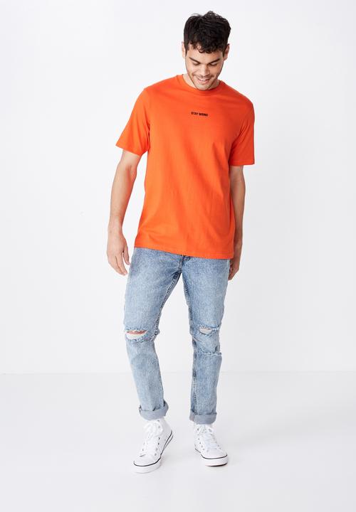 Cotton On - Stay weird urban tee - cherry tomato orange
