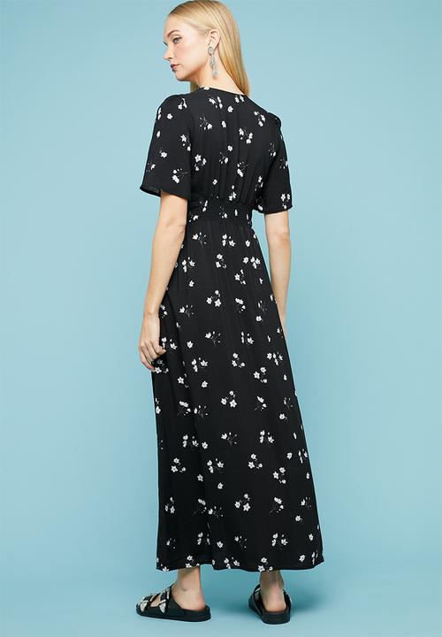 Superbalist - Button thru fit & flare dress - black & grey