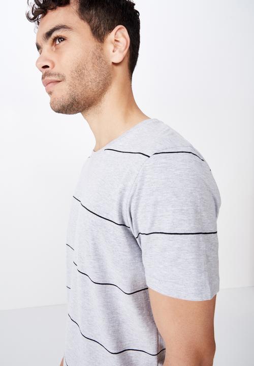 Cotton On - Tbar premium crew neck tee - grey & black 