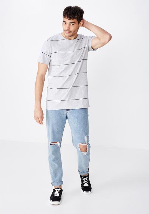 Cotton On - Tbar premium crew neck tee - grey & black 