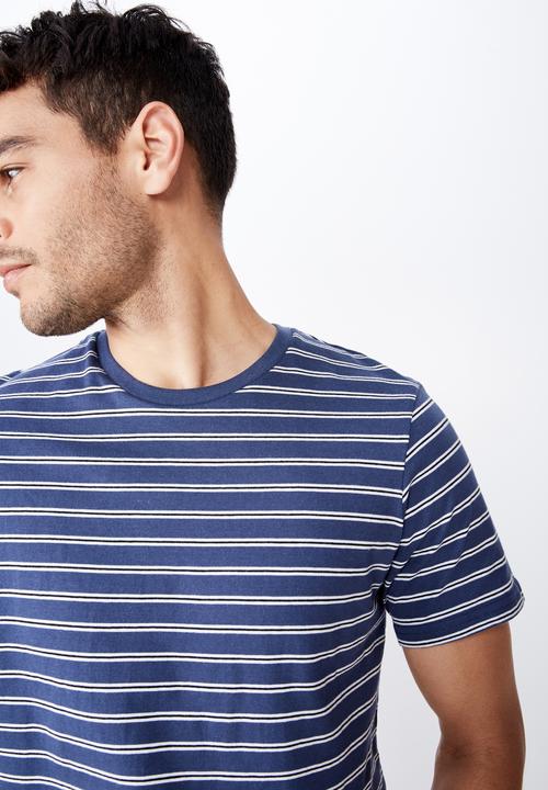 Cotton On - Tbar premium crew neck tee - blue & white
