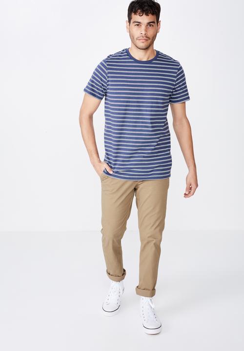Cotton On - Tbar premium crew neck tee - blue & white