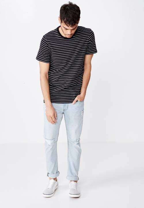 Cotton On - Tbar easy premium crew neck tee - black & white
