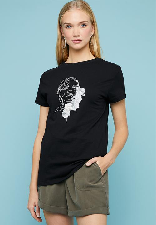 Superbalist - Placement printed tee - black