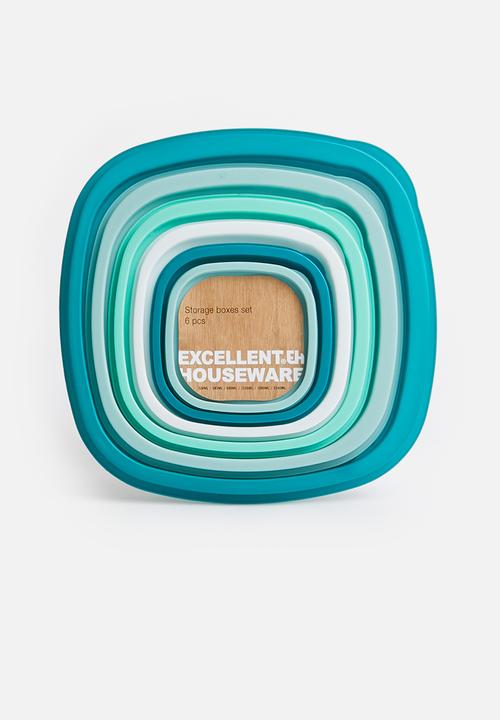 Excellent Houseware - Storage box set of 6 - multi blue