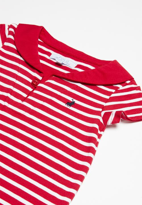 POLO - Tyler striped babygrow - red