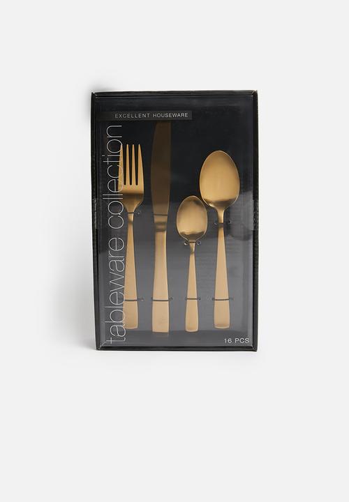 Excellent Houseware - Cutlery set 16 pcs - matte copper
