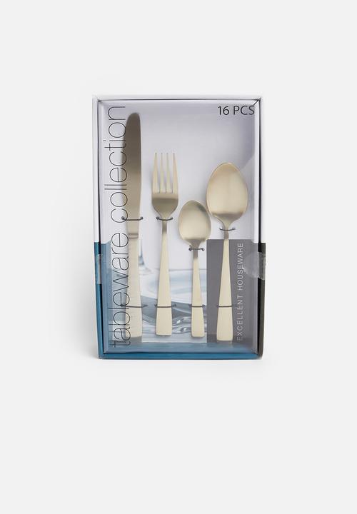 Excellent Houseware - Cutlery set 16pcs - matte gold