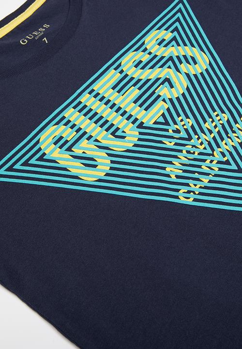 GUESS - Teens short sleeve guess tri raised tee - blue