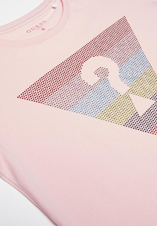 GUESS - Teens short sleeve rainbow tri tee - pink