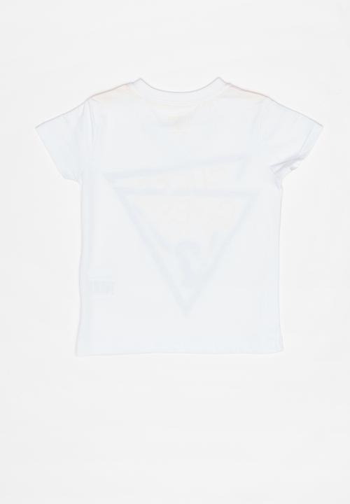 GUESS - Boys short sleeve tri in tri v-neck tee - white