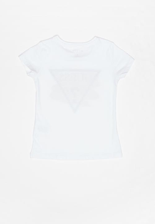 GUESS - Girls short sleeve guess swish tri tee - white