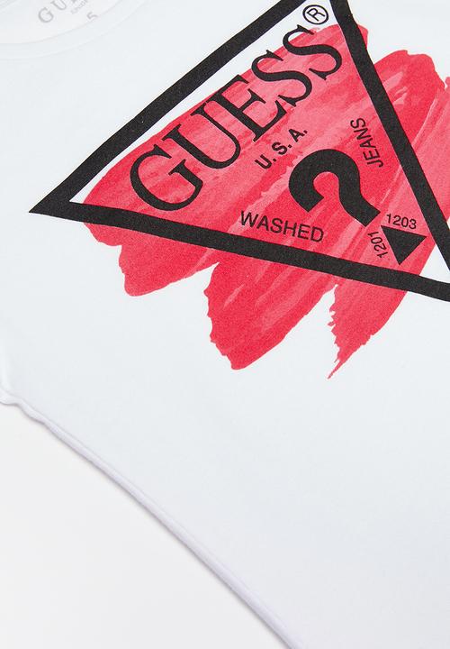 GUESS - Girls short sleeve guess swish tri tee - white