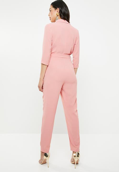 Missguided - Collared belted jumpsuit - pink