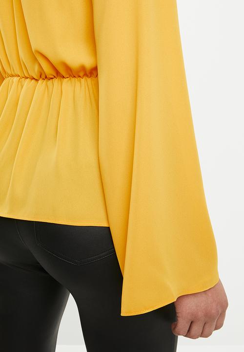 Missguided - Woven wrap blouse - yellow 